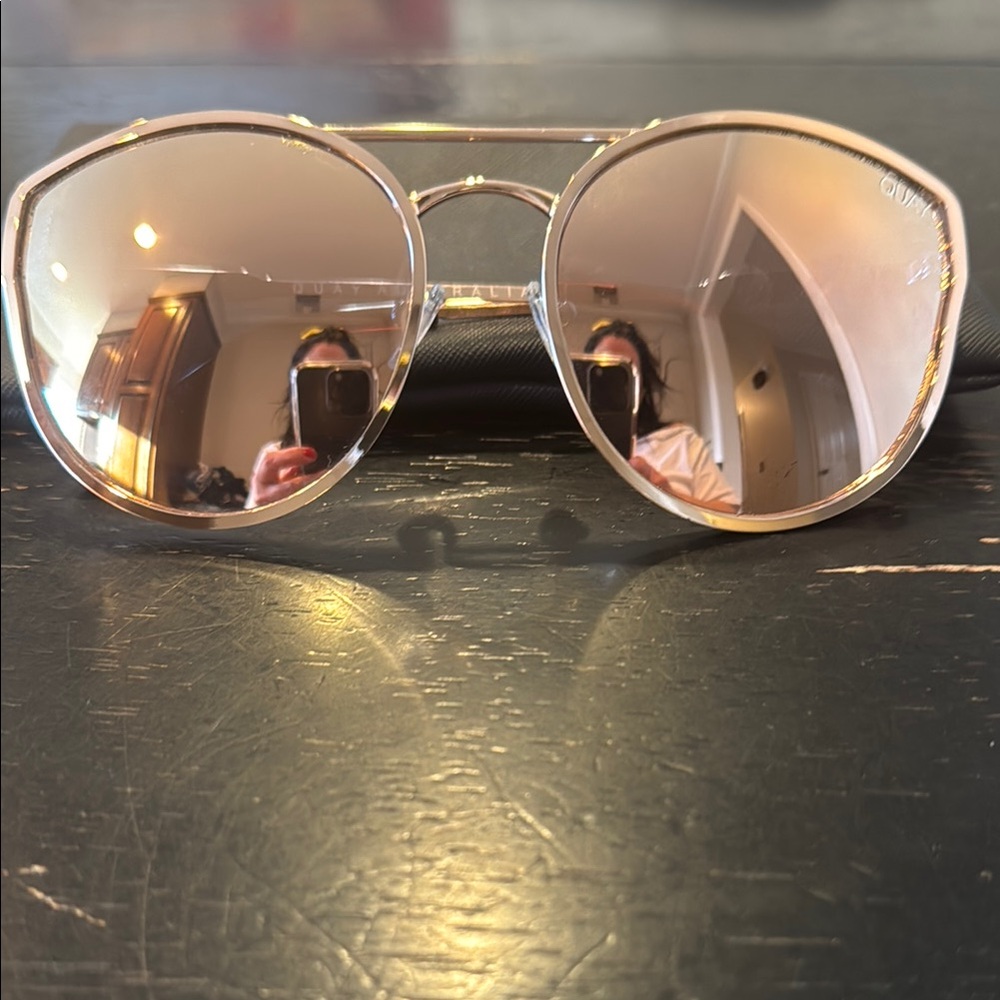 Quay Australia Gold Aviator Sunglasses with Double Bridge